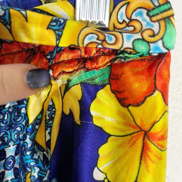 Her Destiny Colorful Satin Print midi Maxi Full Skirt High-waisted Sz M Bow - Picture 8 of 11